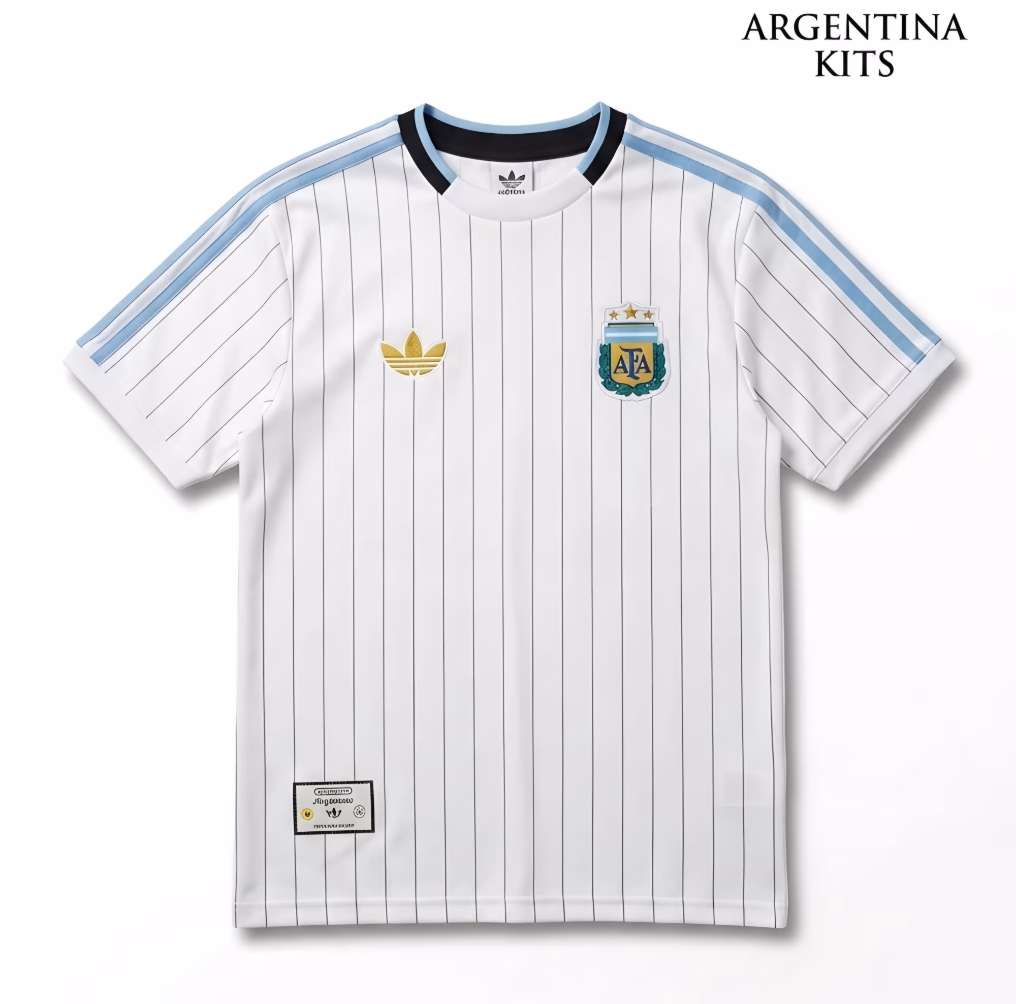 Argentina Retro Edition Premium Stripped White Jersey